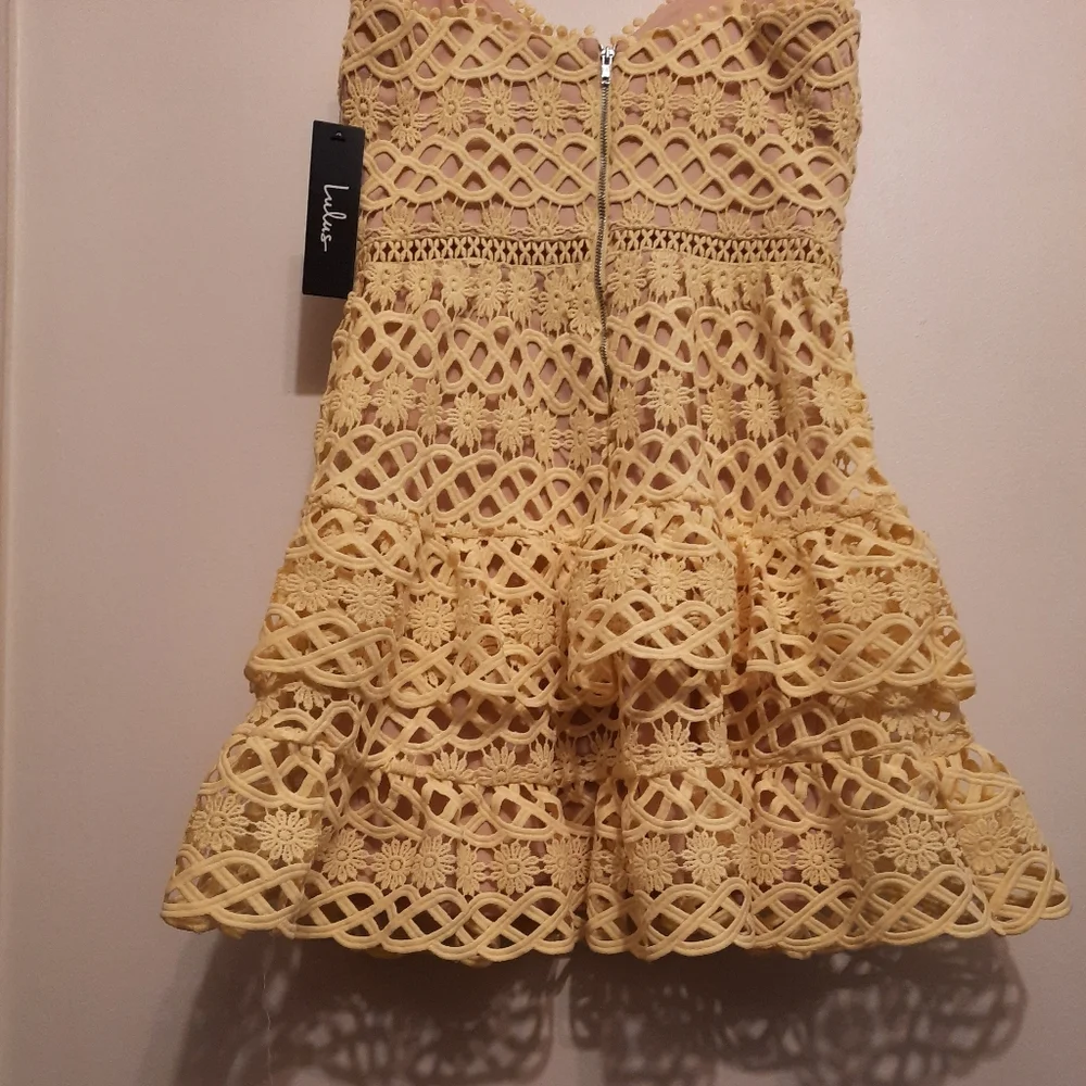 Lulus Beauty and Lace Yellow Crochet Lace Mini Dress - Picture 15 of 16